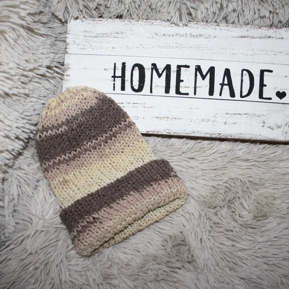 🤎 BROWN DOUBLE-KNIT BEANIE · 6–12 MO 👶 - Picture 5 of 6